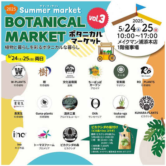 メイクマン浦添本店でボタニカルマーケットVo.3開催、21店舗出店でレア植物や盆栽が集結