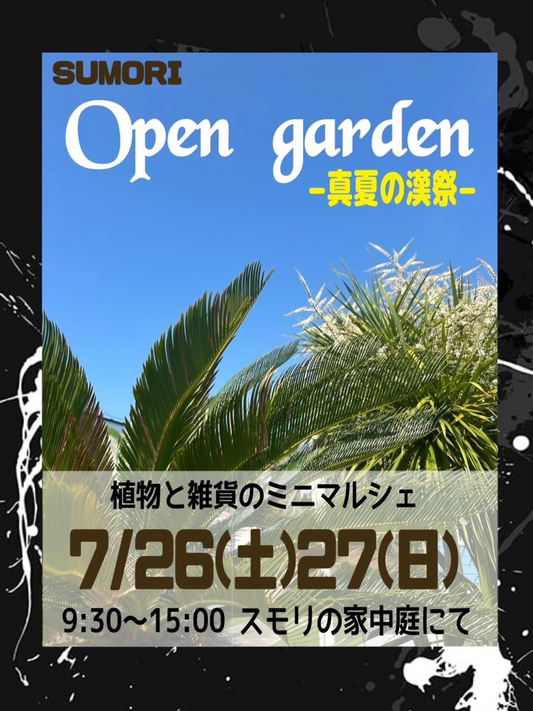 スモリの家中庭でSUMORI Open garden真夏の漢祭開催、アガベ販売とロックガーデン植栽が7月26日から実施