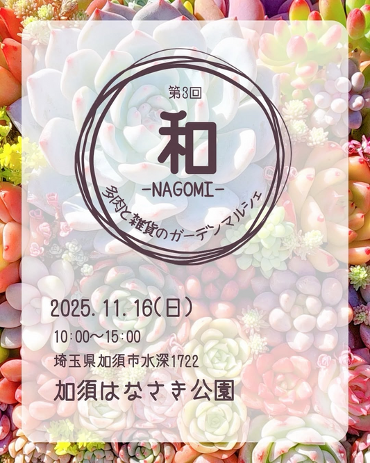 和-NAGOMI-多肉と雑貨のガーデンマルシェ2025が埼玉県加須で開催、総勢11人がアガベ・塊根植物を共同出店