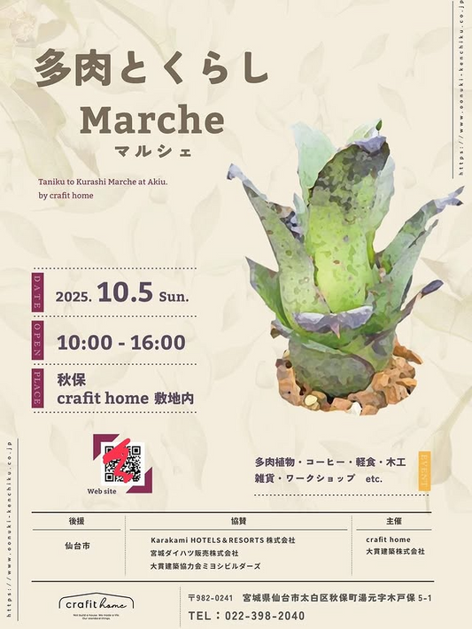 多肉とくらしマルシェvol.4 2024が仙台で10月5日開催、12店舗がエケベリア・アガベ・サボテンを展示販売