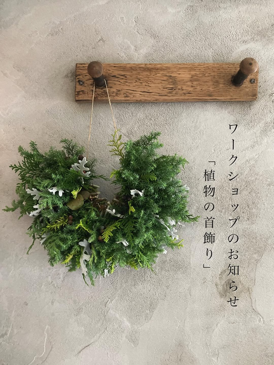 coletocoleがワークショップを開催、植物の首飾りを針葉樹で制作しドライで楽しむ体験が岡崎で実施