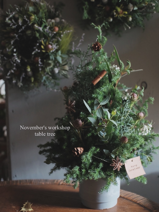 hanayasunnyがNovember'sworkshoptabletreeを開催、11月の複数会場で卓上ツリー制作体験が話題に