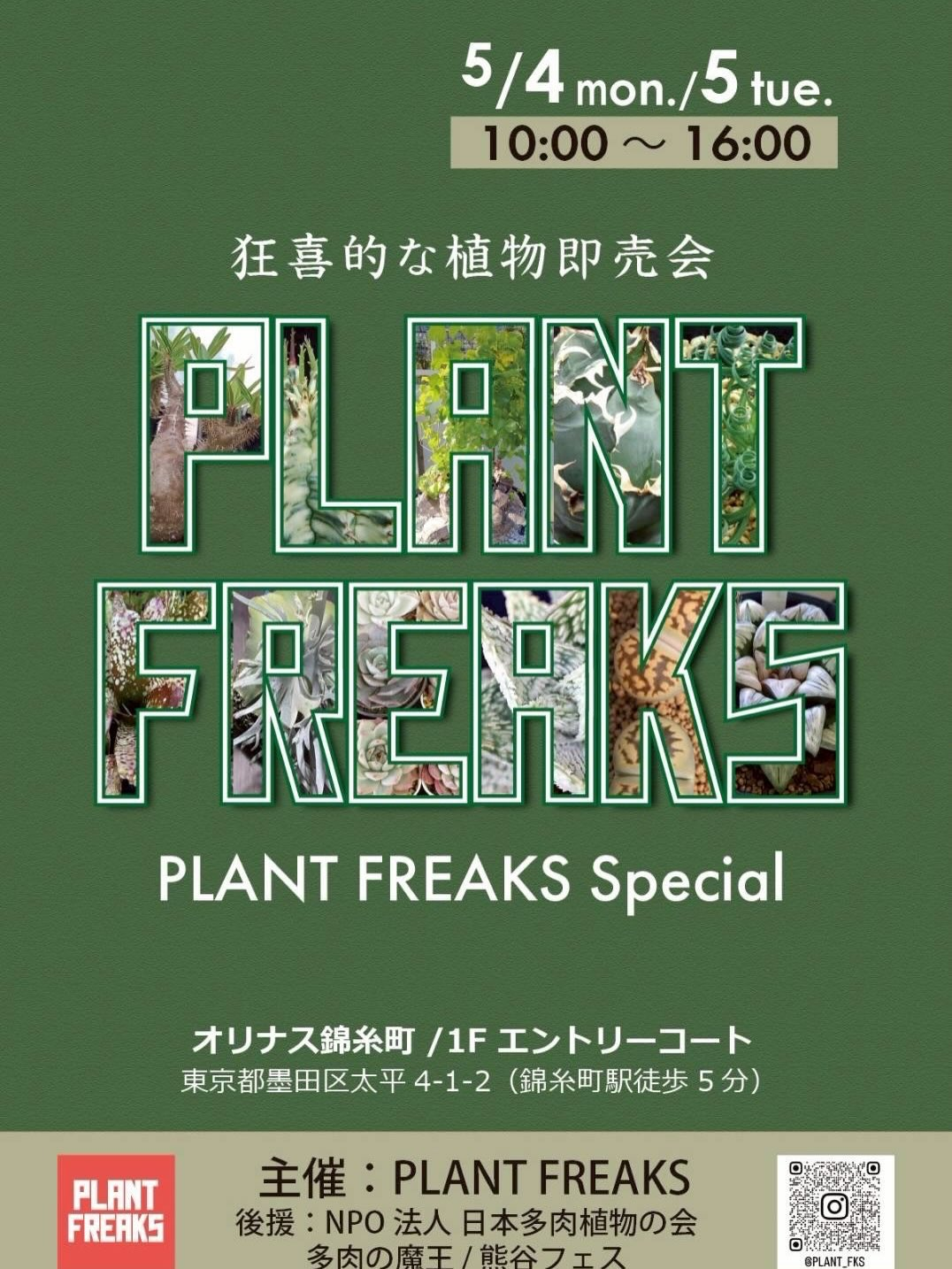 廃墟の植物 A4サイズ PLANT FREAKS GW Special 2026がオリナス錦糸町で開催、塊根植物と観葉