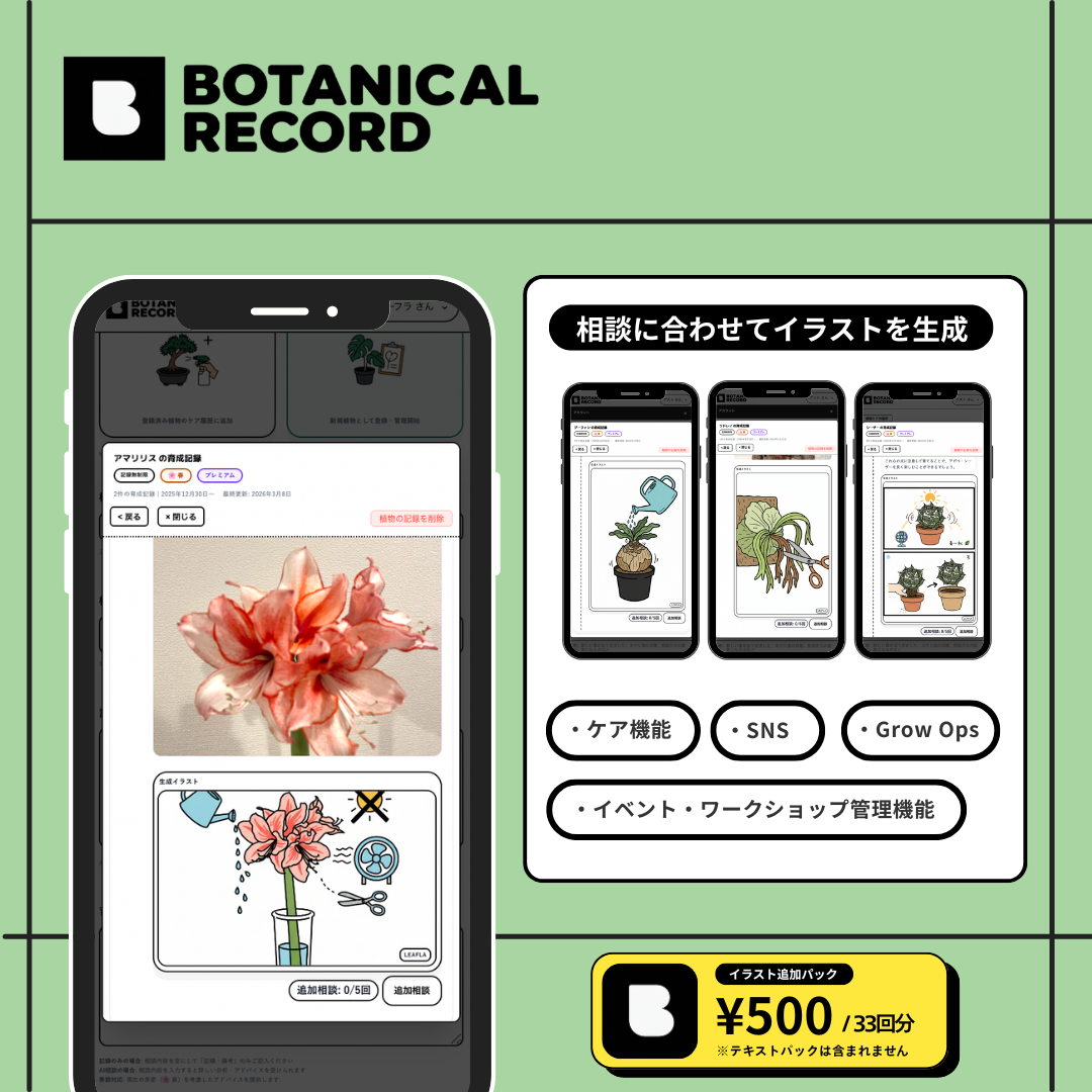 ボタレコ 追加オプション|植物管理カレンダーと栽培・育成記録アプリイラスト追加33回パック