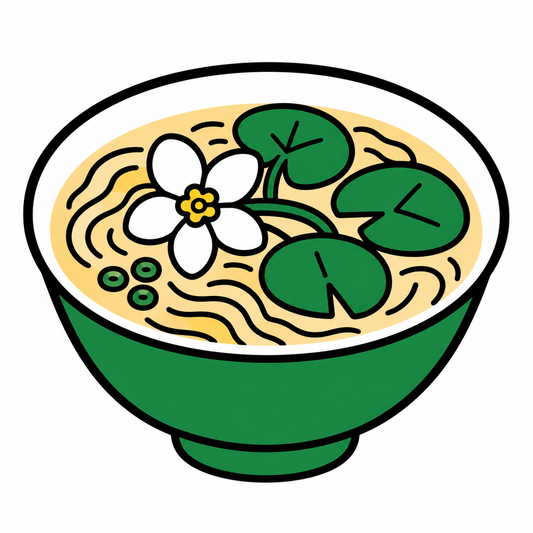 白河の水生植物「ビャッコイ」をラーメンで表現