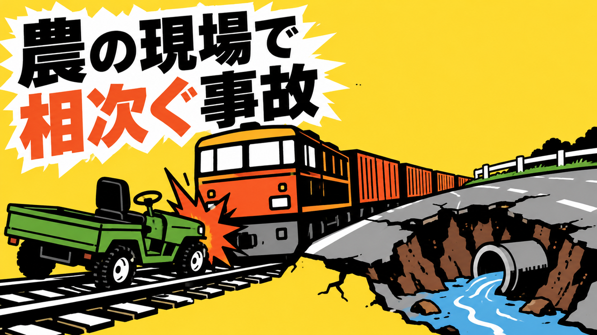 農業用運搬車の踏切事故と農業用水路の漏水疑いによる道路陥没、10月の動き