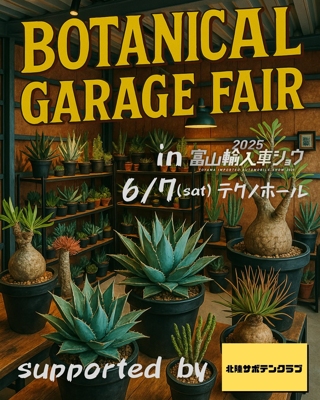 北陸サボテンクラブがBOTANICAL GARAGE FAIRを富山県テクノホールで開催、15の専門出店者によるサボテン・多肉植物販売会を6月7日実施
