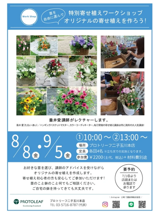 プロトリーフ二子玉川本店が特別寄せ植えワークショップを期間限定復活、垂井愛講師による指導