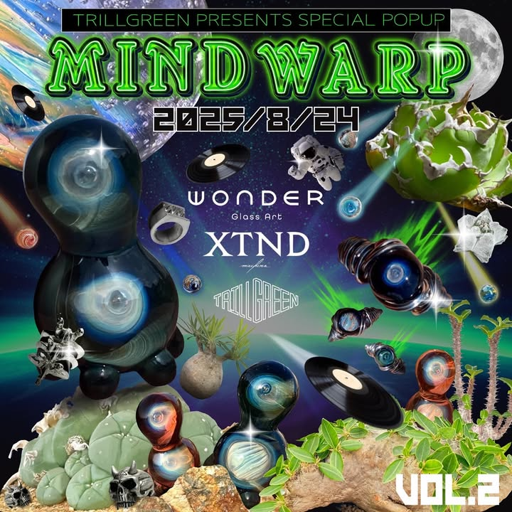 TRILLGREENがPRESENTS MINDWARP vol.2を8月24日山形長井市開催、ガラスアート・シルバーアクセサリー・植物販売とDJ5名による特別POPUP実施