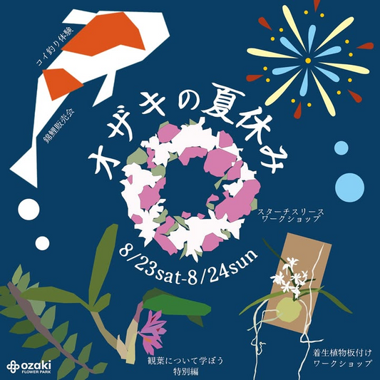 オザキフラワーパークがオザキの夏休み2025を8月23日・24日開催、コイ釣り体験と着生植物ワークショップで夏の思い出作り