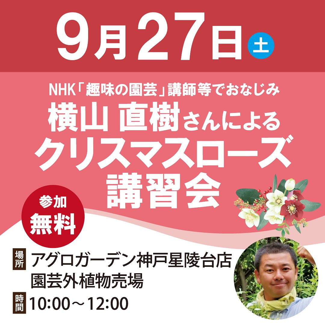 横山直樹さんがアグロガーデン神戸星陵台店でクリスマスローズ講習会を開催、NHK「趣味の園芸」講師による無料指導