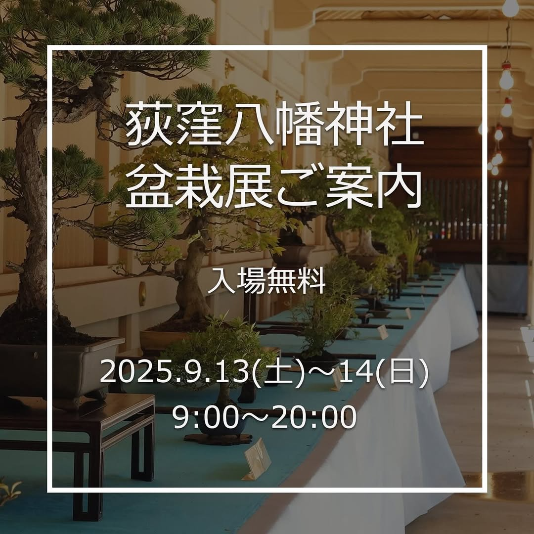 荻窪八幡神社 盆栽展を地域愛好家が開催、9月13日と14日に入場無料で無料相談と有志展示を実施