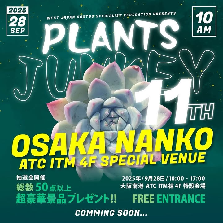 主催がPLANTSJUNKIE11thを開催、ATCホールの特設会場で多肉植物とサボテンの即売が愛好家の関心を集める