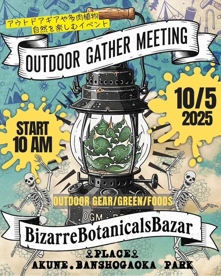 第2回OUTDOORGATHERMEETINGxBizarreBotanicalsBazaarが阿久根で開催、番所ヶ丘公園で多肉とアウトドアの交流が広がる