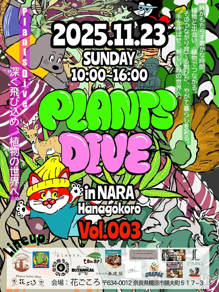 PLANTS DIVE vol.003が奈良花ごころで開催、アガベやビカクシダの専門店が集結し体験と飲食も楽しめる一日イベント