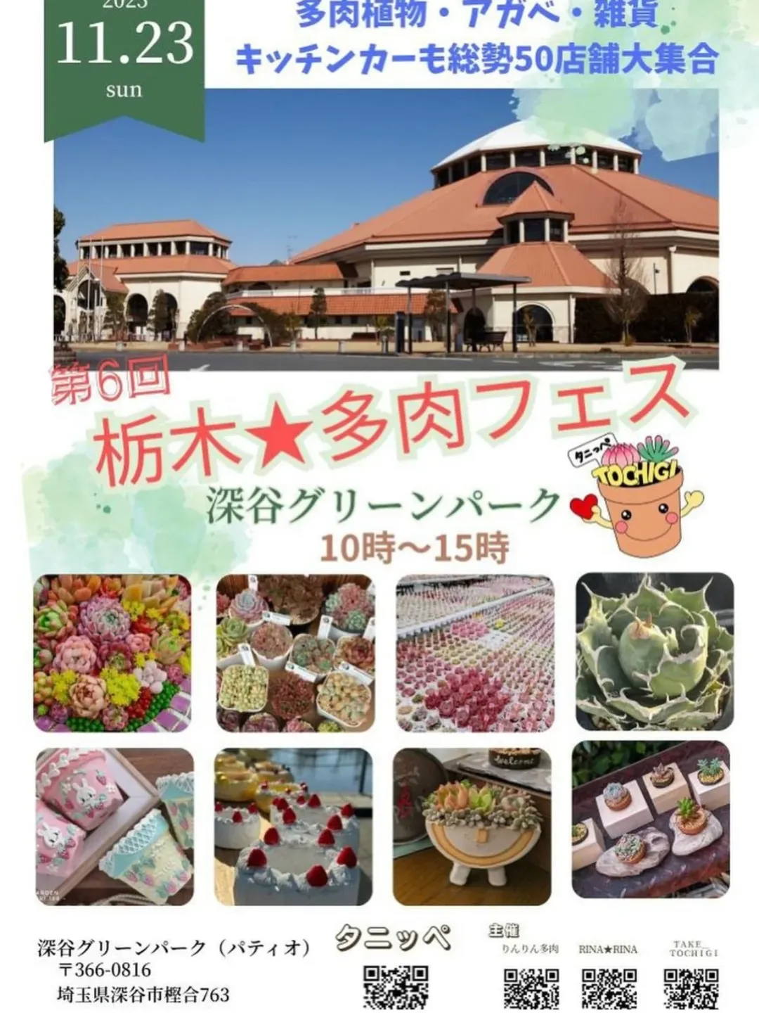 第六回栃木★多肉フェス2025が深谷グリーンパークで開催、多肉植物とハンドメイドの出店が集結