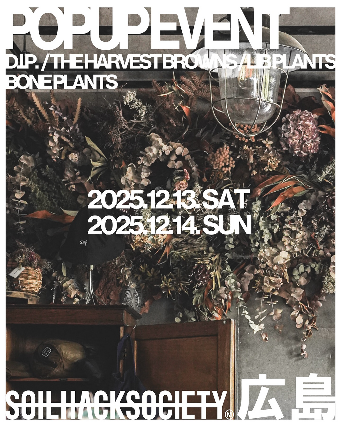 D.I.P.など4ショップが広島POP UPEVENT 2025をSOILHACKSOCIETYで開催、キャンプギアとビザールプランツの共演が植物愛好家の注目を集める