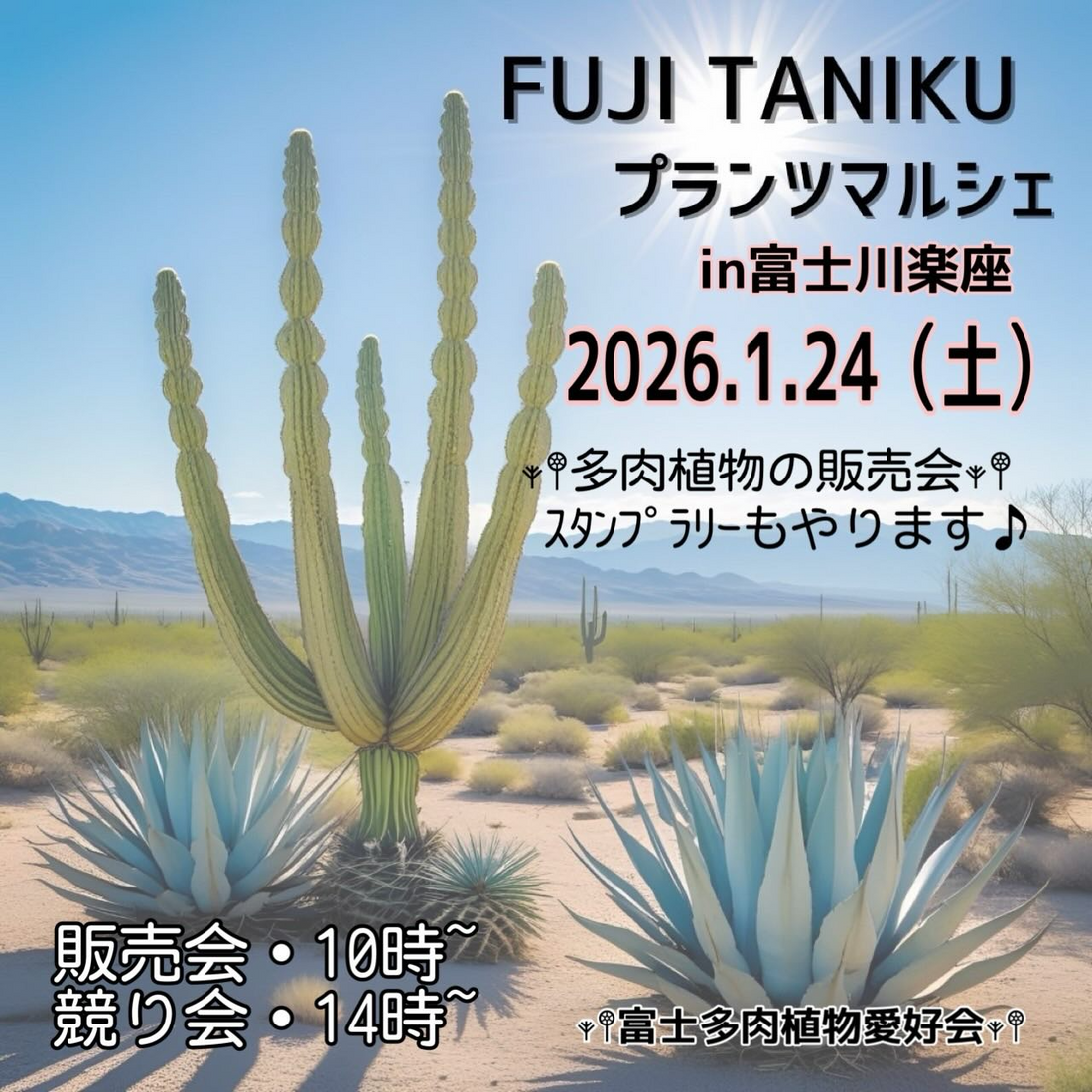 富士多肉植物愛好会がFUJITANIKUプランツマルシェを開催、多肉植物販売会と競り会が富士川楽座に集結