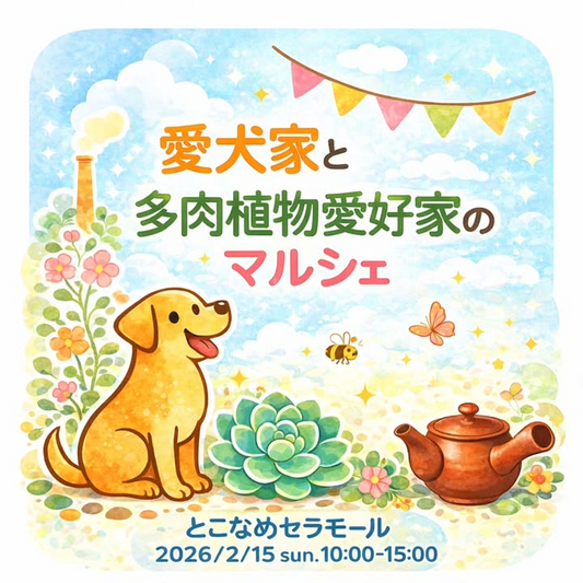 愛犬家と多肉植物愛好家のマルシェが開催決定、常滑とこなめセラモールで犬と植物好きが集う