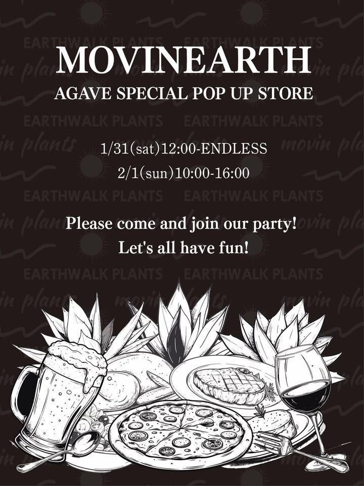 earthwalk plantsがMOVINEARTH AGAVE SPECIAL POP UP STOREを開催、movin plantsでAgaveの展示販売が週末の選択肢に