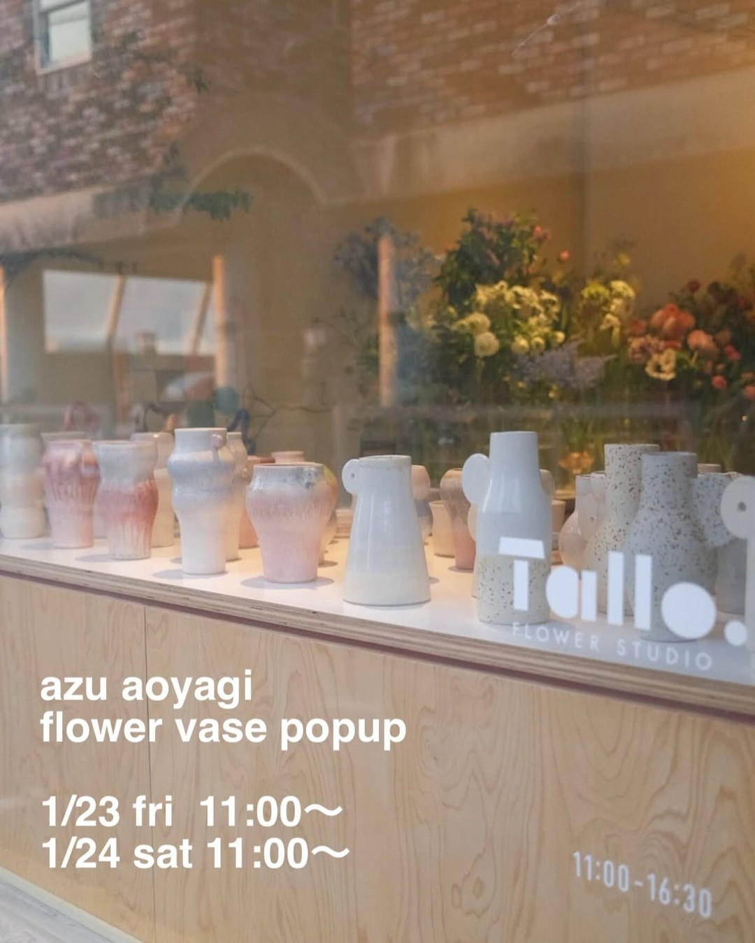 Tallo.FLOWERSTUDIOがazu aoyagi–Flower vase POPUPを開催、青柳あづみ花器の購入機会が藤沢に