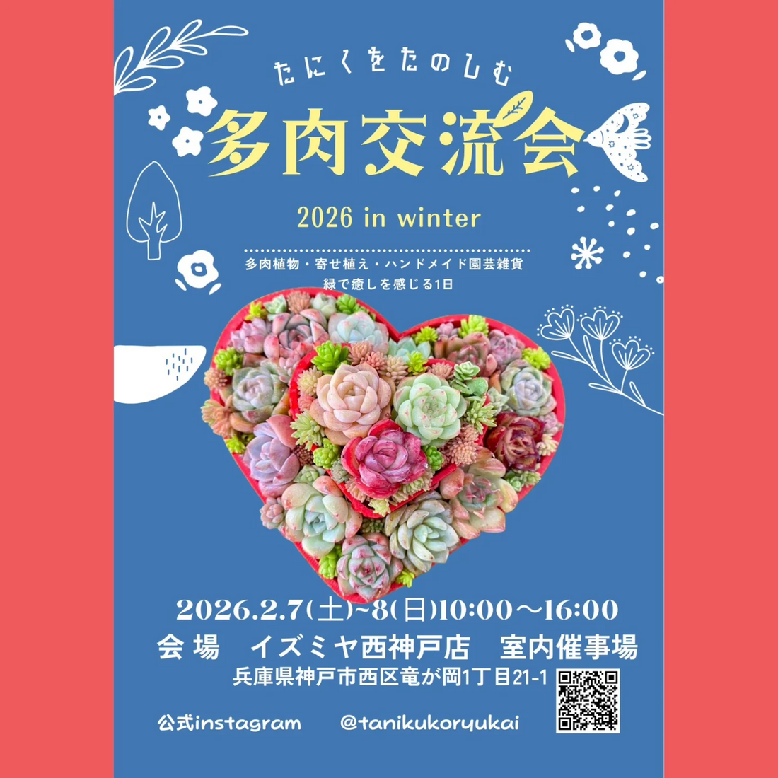 多肉交流会 2026 in winterがイズミヤ西神戸店で開催、多肉植物と寄せ植え販売が交流の場に