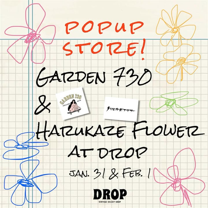 garden730とハルカゼフラワーがPOPUPを開催、ドロップ中目黒で古着と花や観葉植物を販売
