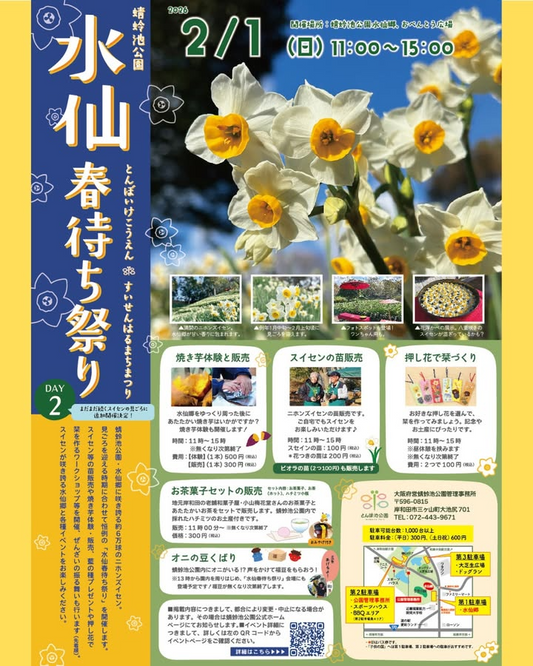 蜻蛉池公園が水仙春待ち祭り2026を開催、ニホンスイセン見頃の水仙郷で体験企画が来園者に注目
