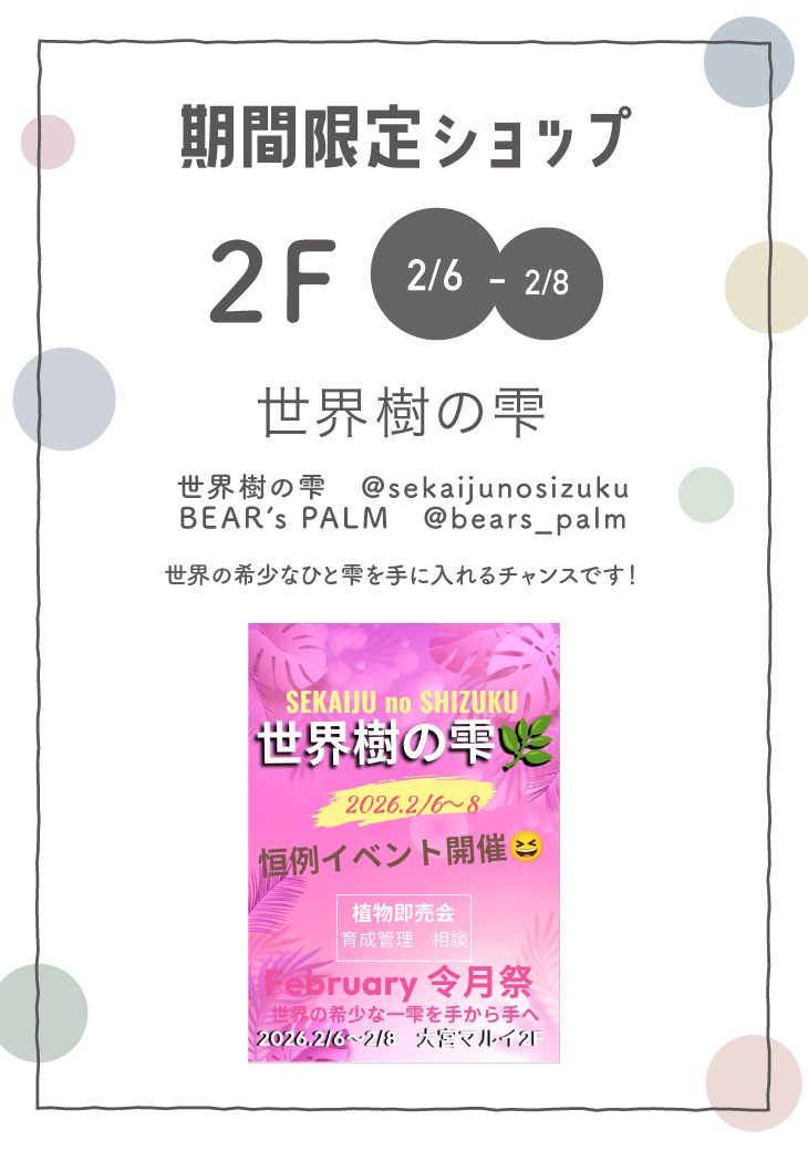 大宮マルイが世界樹の雫2026を開催、サボテンと観葉植物の販売会が来場者の注目を集める