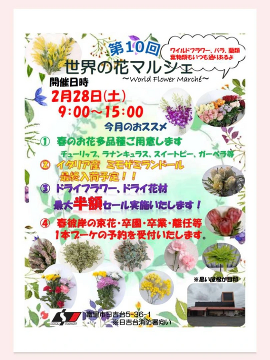第10回世界の花マルシェ2026が開催、輸入切花と春の花の直売が需要に対応