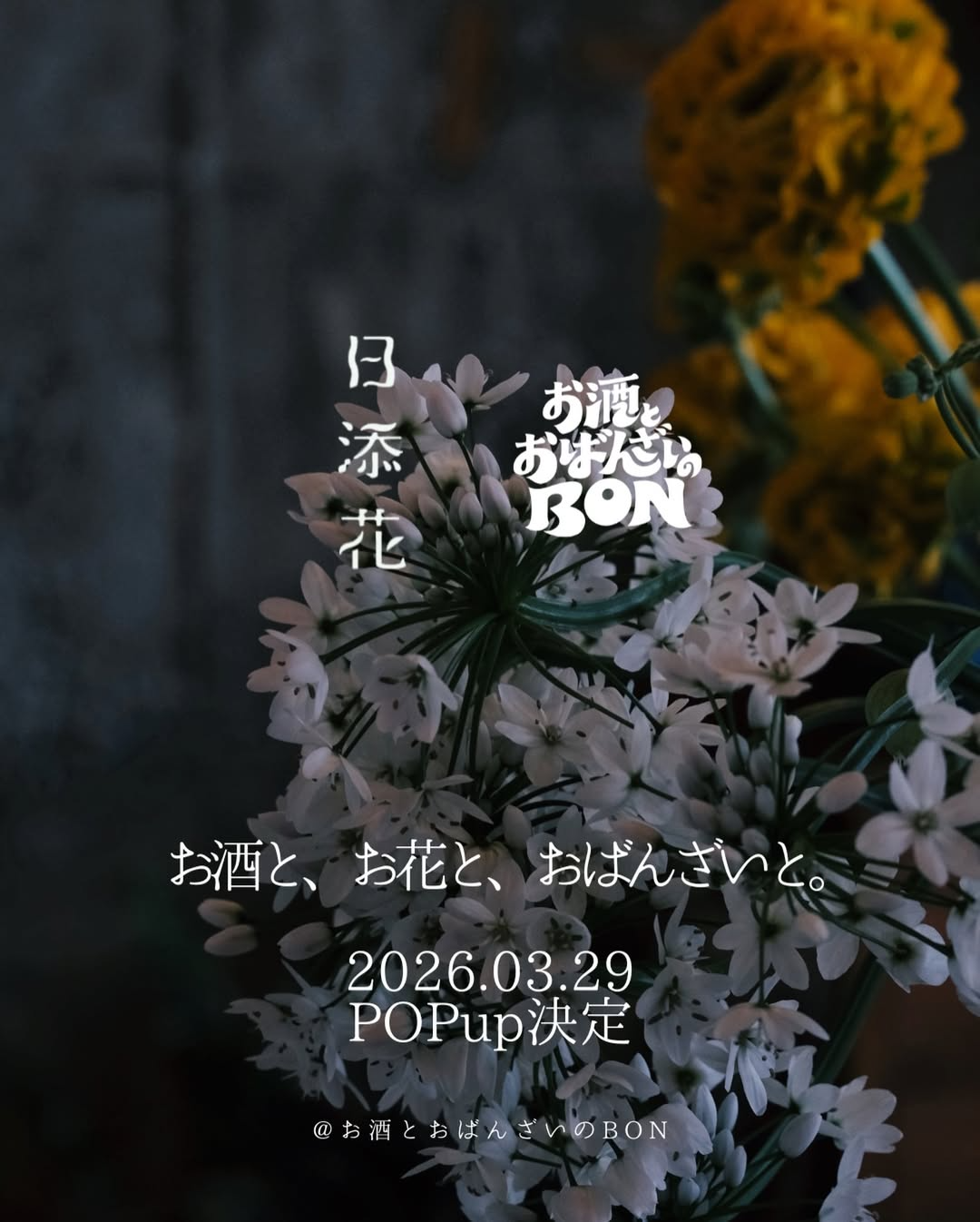 お酒と、お花と、おばんざいのはなし2026が開催、日添花がBONでポップアップ出店