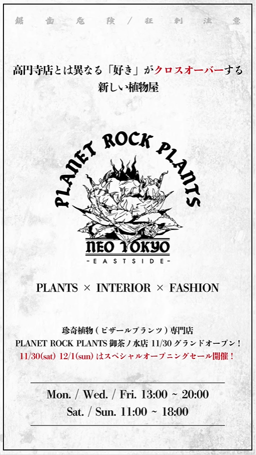 PLANET ROCK PLANTSがお茶の水に新店舗をオープン、植物とライフスタイルの新たな融合を目指す取り組みへ