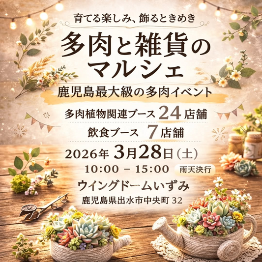 多肉と雑貨のマルシェ2026がウイングドームいずみで開催、多肉植物と雑貨販売イベント