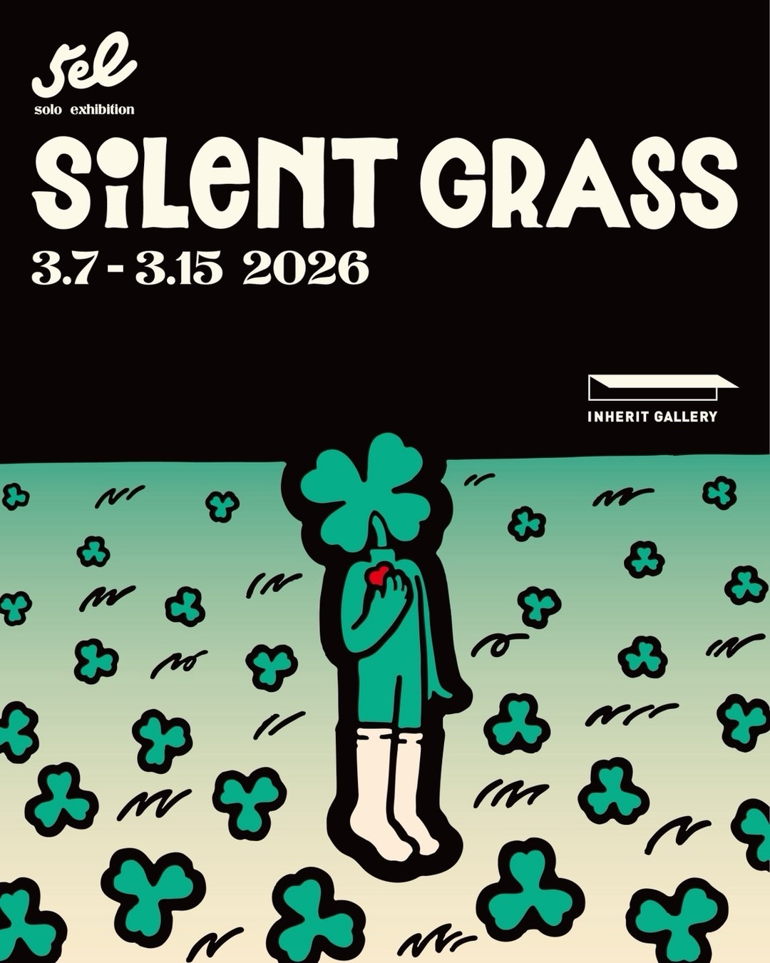 INHERITGALLERYで5eLSOLOEXHIBITIONSilentGrass2026開催、雑草をテーマにした新作作品展示