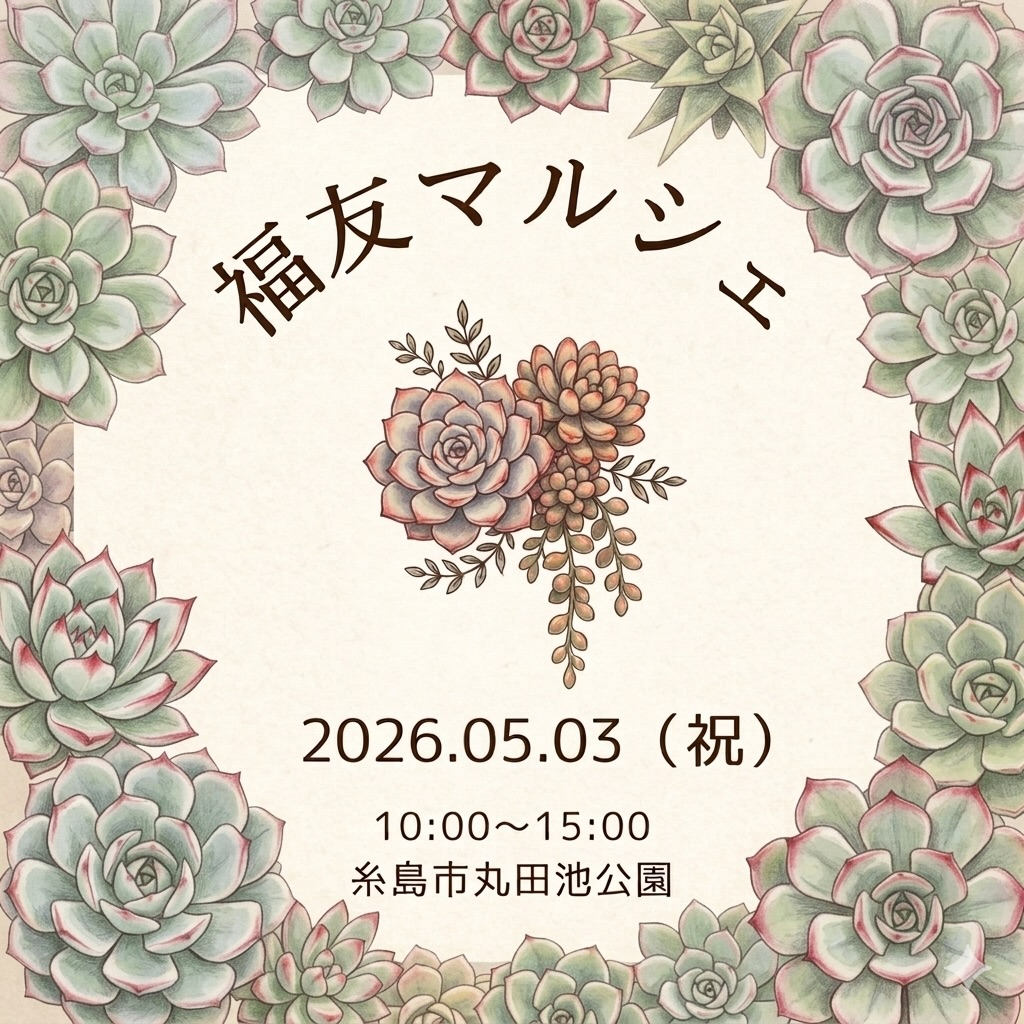第3回福友マルシェ2026が丸田池公園で開催、多肉植物アガベティランジアと雑貨販売イベント