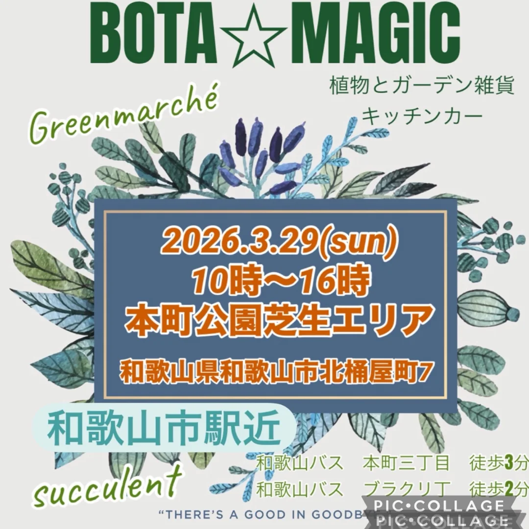 BOTA☆MAGIC2026が本町公園で開催、植物とガーデン雑貨と多肉植物の寄せ植え販売が和歌山に集結