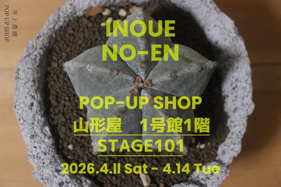 井上農園がINOUENO-ENPOP-UPSHOP2026を開催、山形屋で珍奇植物と千円くじが楽しめる