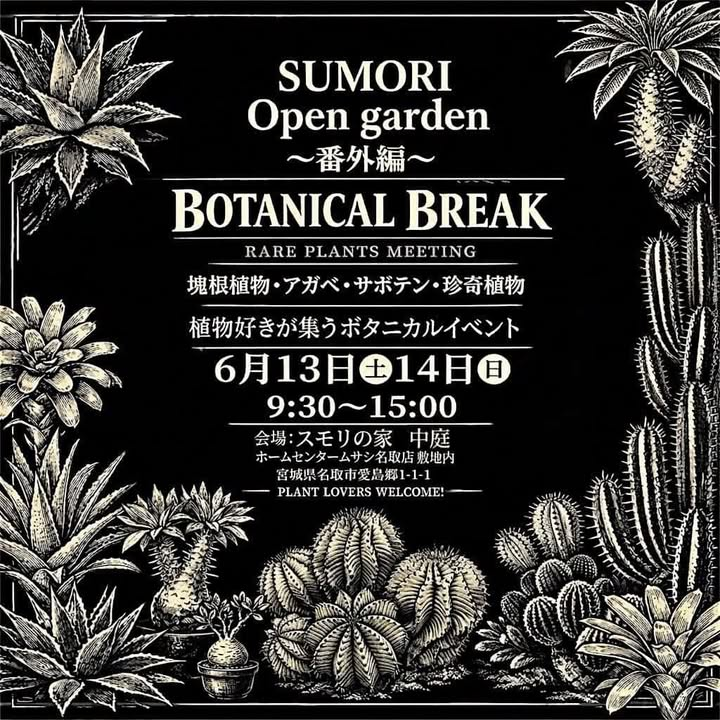 BOTANICALBREAK2026が名取で開催、塊根植物やアガベなど希少植物の出店者が集結