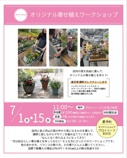 プロトリーフ二子玉川本店がオリジナル寄せ植えワークショップ2026を開催、苗選びと一鉢制作を講師がレクチャー
