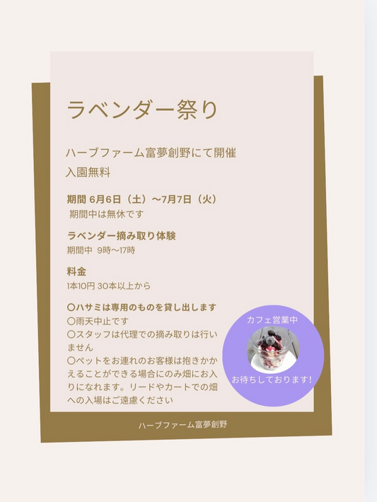 ハーブファーム富夢創野がラベンダー祭り2026を開催、予約不要の摘み取り体験を実施