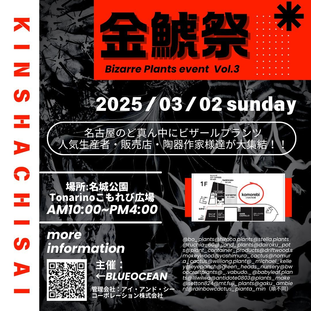 金鯱祭vol.3が名古屋で開催決定、東海地方最大級のビザールプランツイベントとして24名の専門家が集結