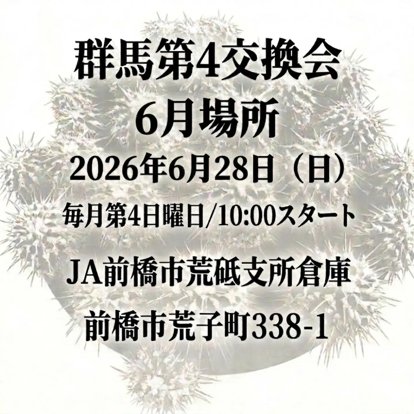 群馬第4交換会6月場所2026が前橋で開催、サボテンや多肉植物と塊根植物の交流会を実施 - リーフラ編集部