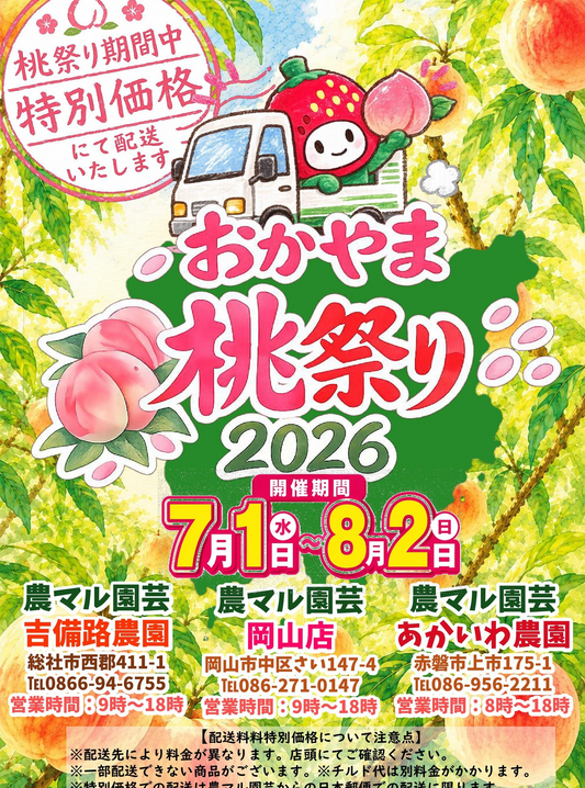 おかやま桃祭り2026が農マル園芸で開催、岡山の白桃を特別配送価格で販売