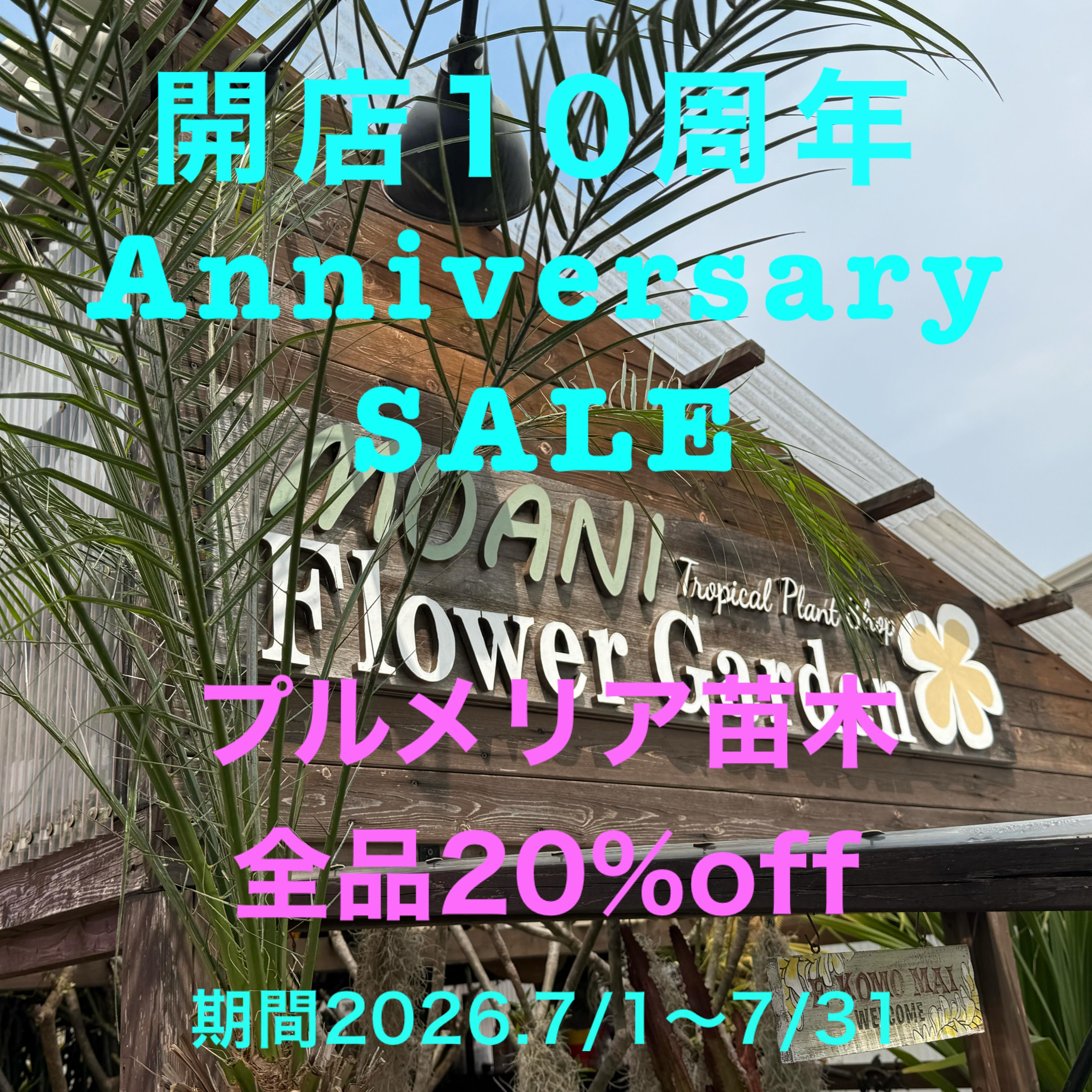 MOANIFlowerGarden開店10周年AnniversarySALE2026が伊賀で開催、プルメリア苗木全品20%offを実施 - リーフラ編集部