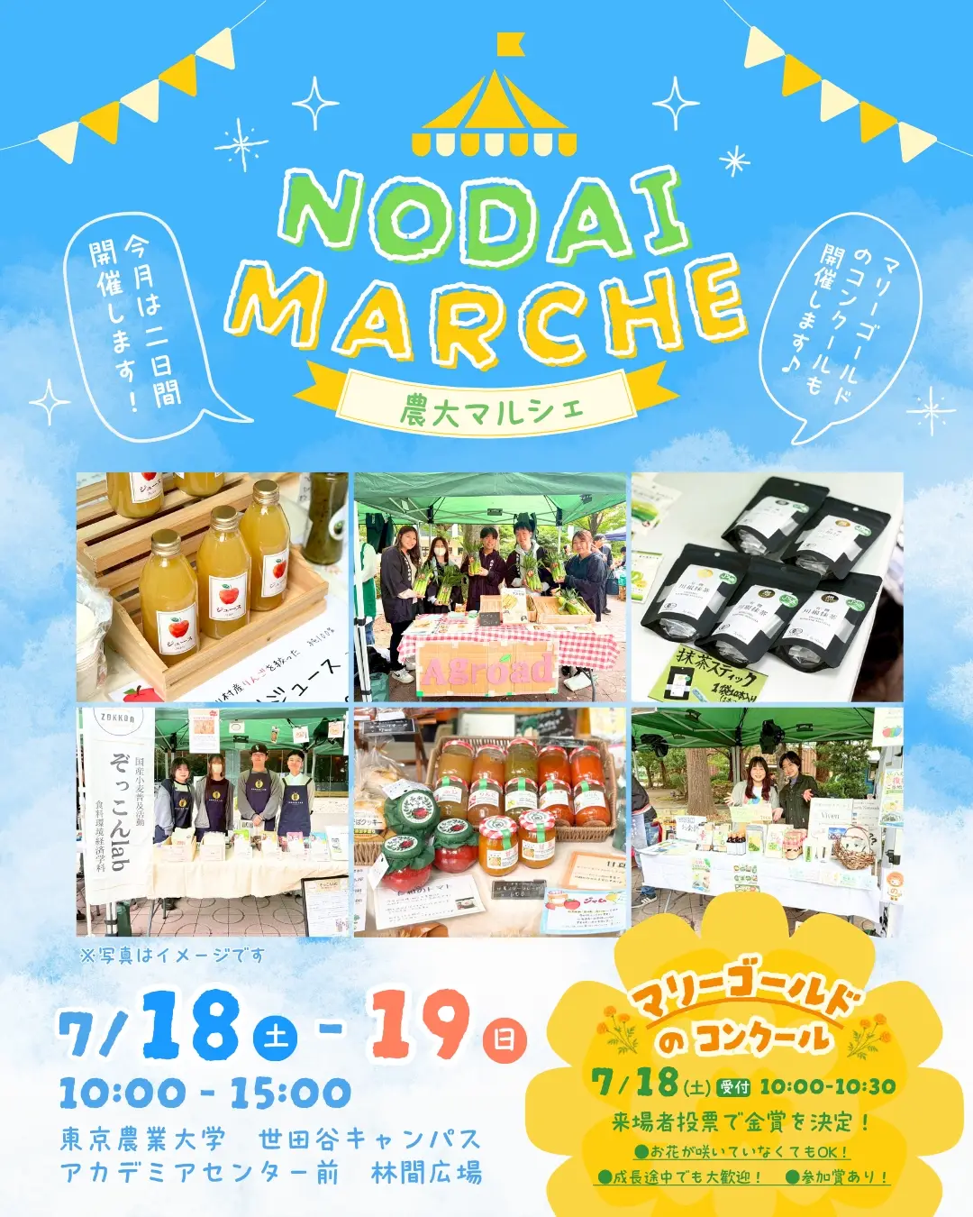 NODAIMARCHE農大マルシェ2026が東京農業大学で開催、農大ゆかりの商品とマリーゴールドコンクールを実施 - リーフラ編集部