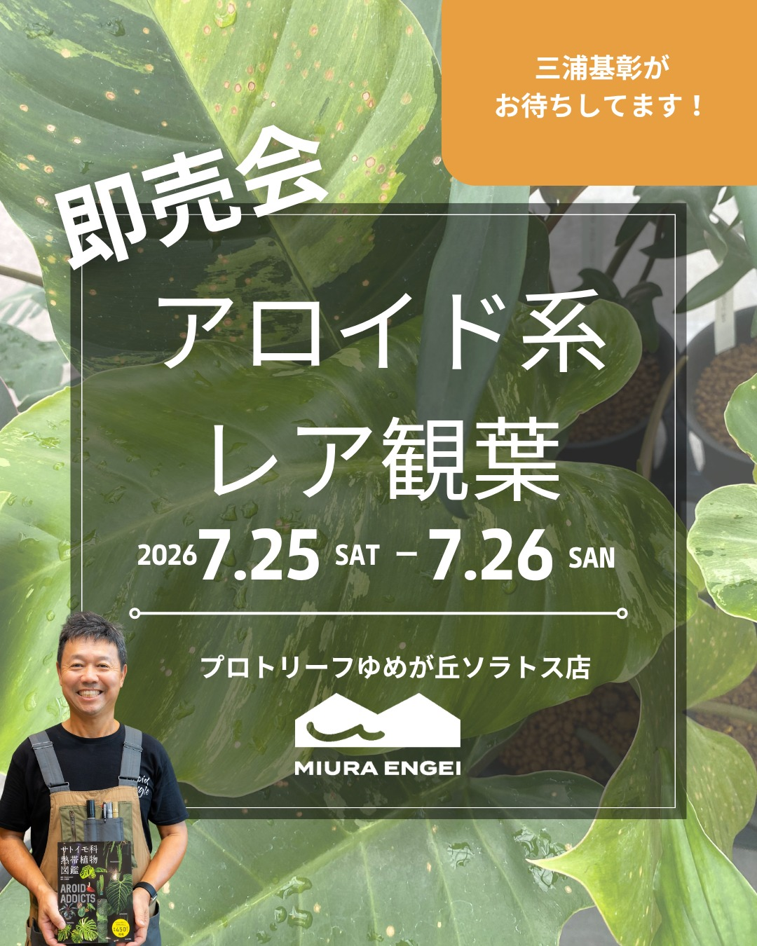 三浦園芸がアロイド系レア観葉即売会2026を開催、植物とアロイド関連書籍をゆめが丘で販売