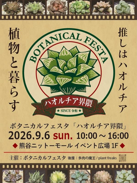 ボタニカルフェスタ「ハオルチア界隈」2026が熊谷で開催、植物や陶器鉢と肥料に関わる14組が参加