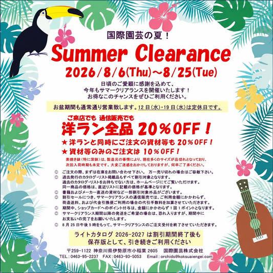 国際園芸サマークリアランス2026が洋ラン割引販売を開催、夏季企画でお得な購入機会を提供