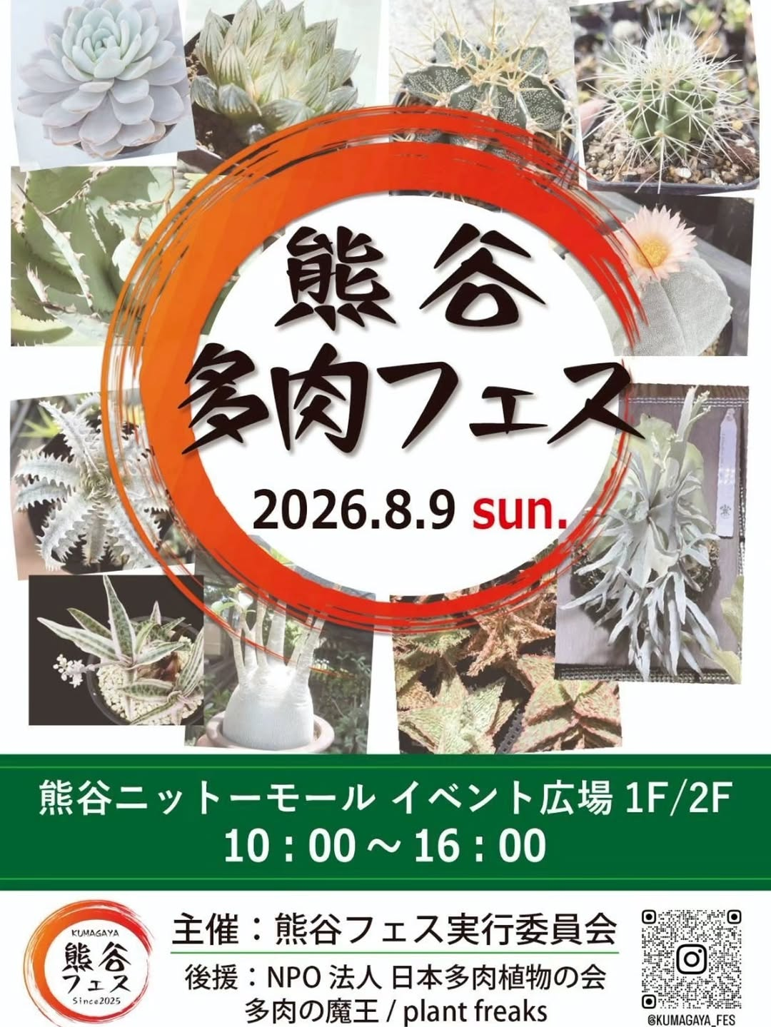 熊谷フェス実行委員会が熊谷多肉フェス2026を開催、ニットーモール1Fと2Fに植物店が出店予定