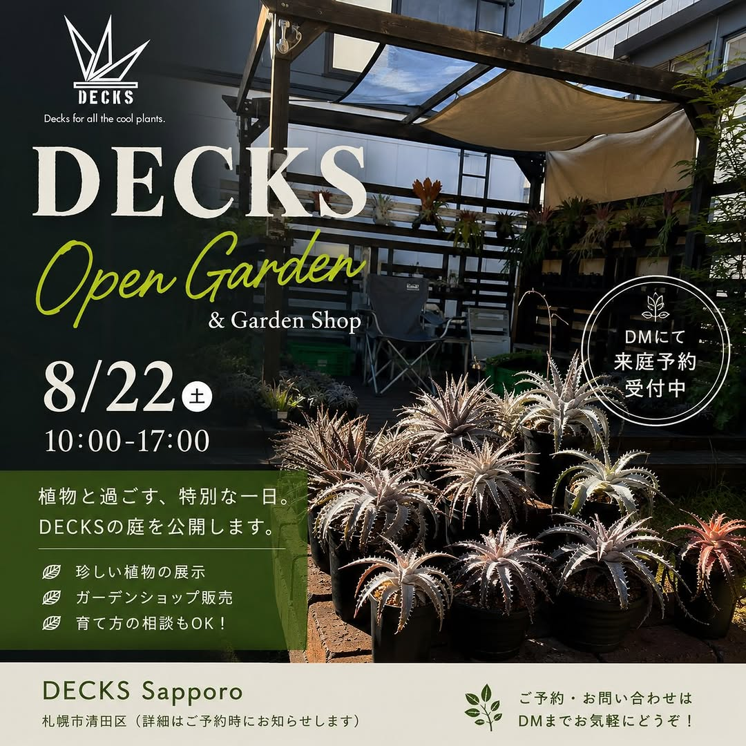 DECKS Open Garden & Garden Shop2026を8月22日に開催、札幌市清田区の庭を公開し植物販売や相談を実施